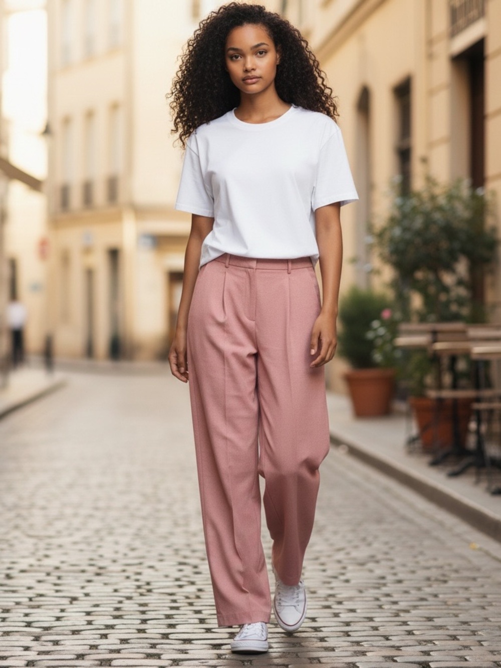 LOFT Rose-Pink Wide-Leg High-Rise Trousers